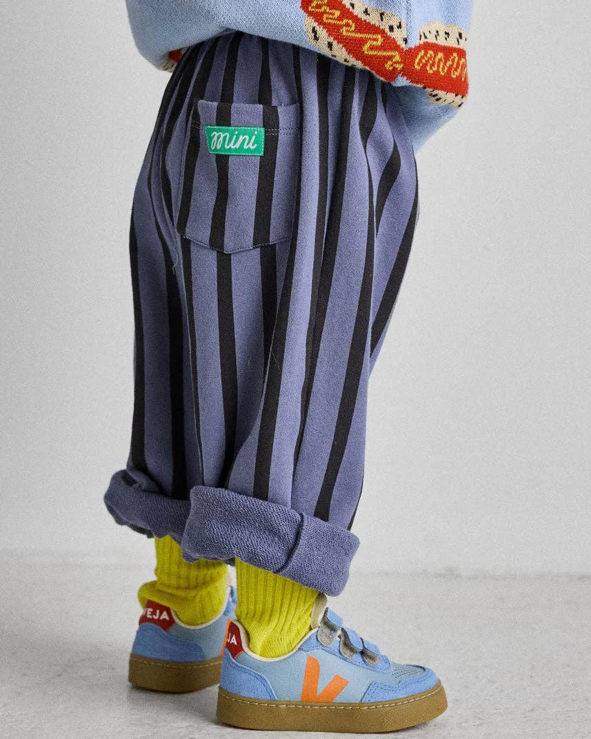 Striped Drawstring Pant in Blue & Black - Image 4