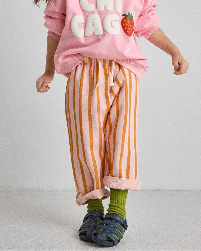 Striped Drawstring Pant in Pink & Orange