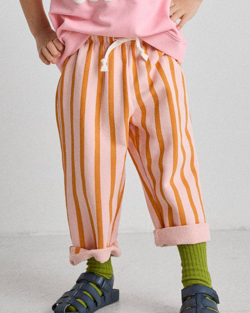 Striped Drawstring Pant in Pink & Orange - Image 2