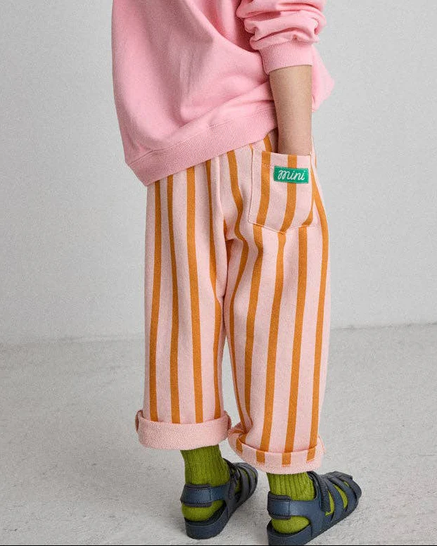 Striped Drawstring Pant in Pink & Orange - Image 3