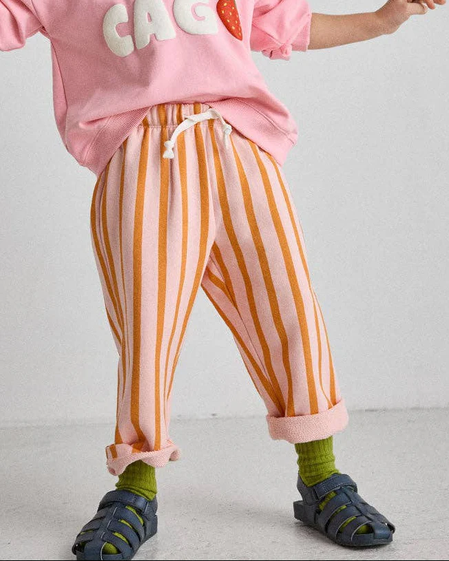 Striped Drawstring Pant in Pink & Orange - Image 4