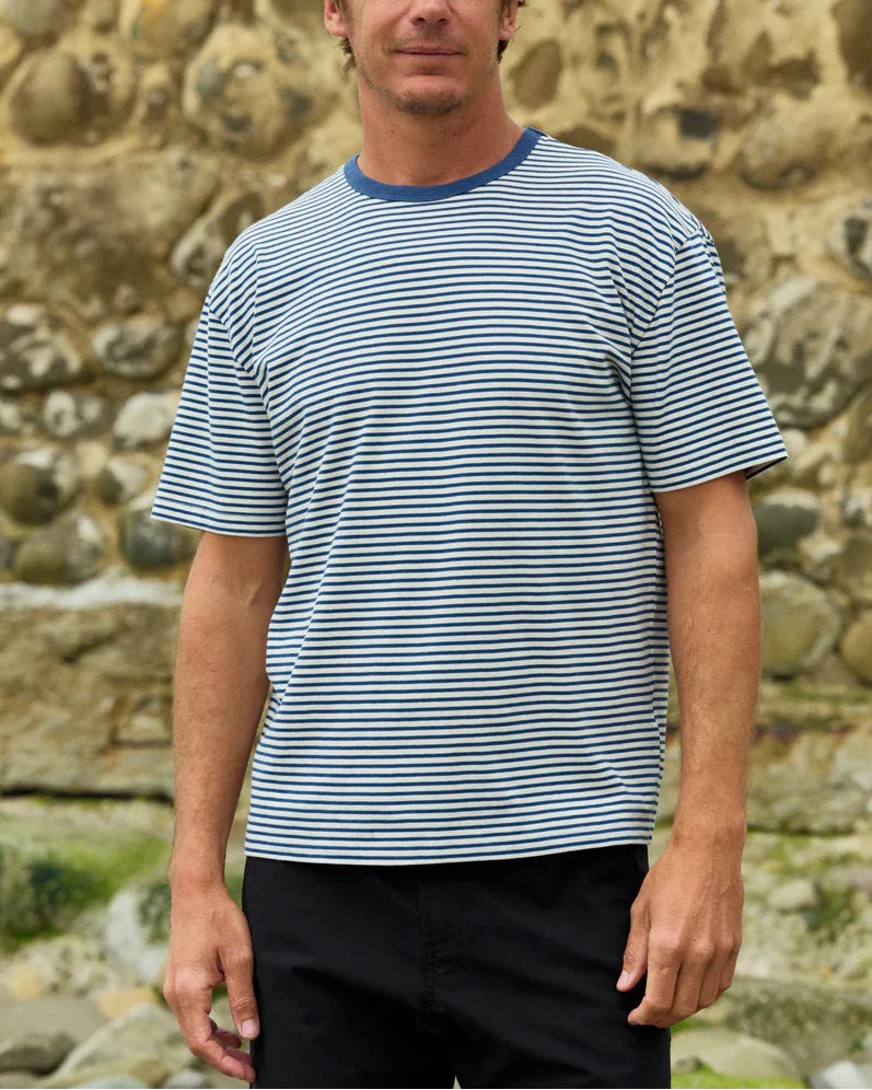 Striped Heavy Tee in Natural/Indigo - Image 3