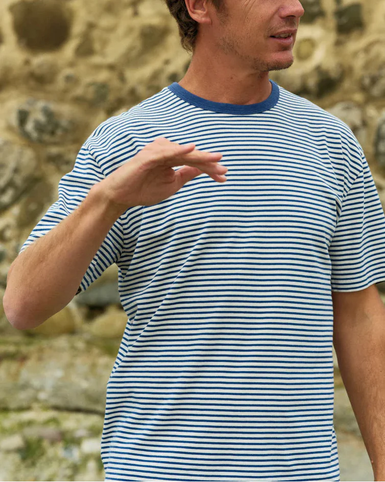 Striped Heavy Tee in Natural/Indigo - Image 4