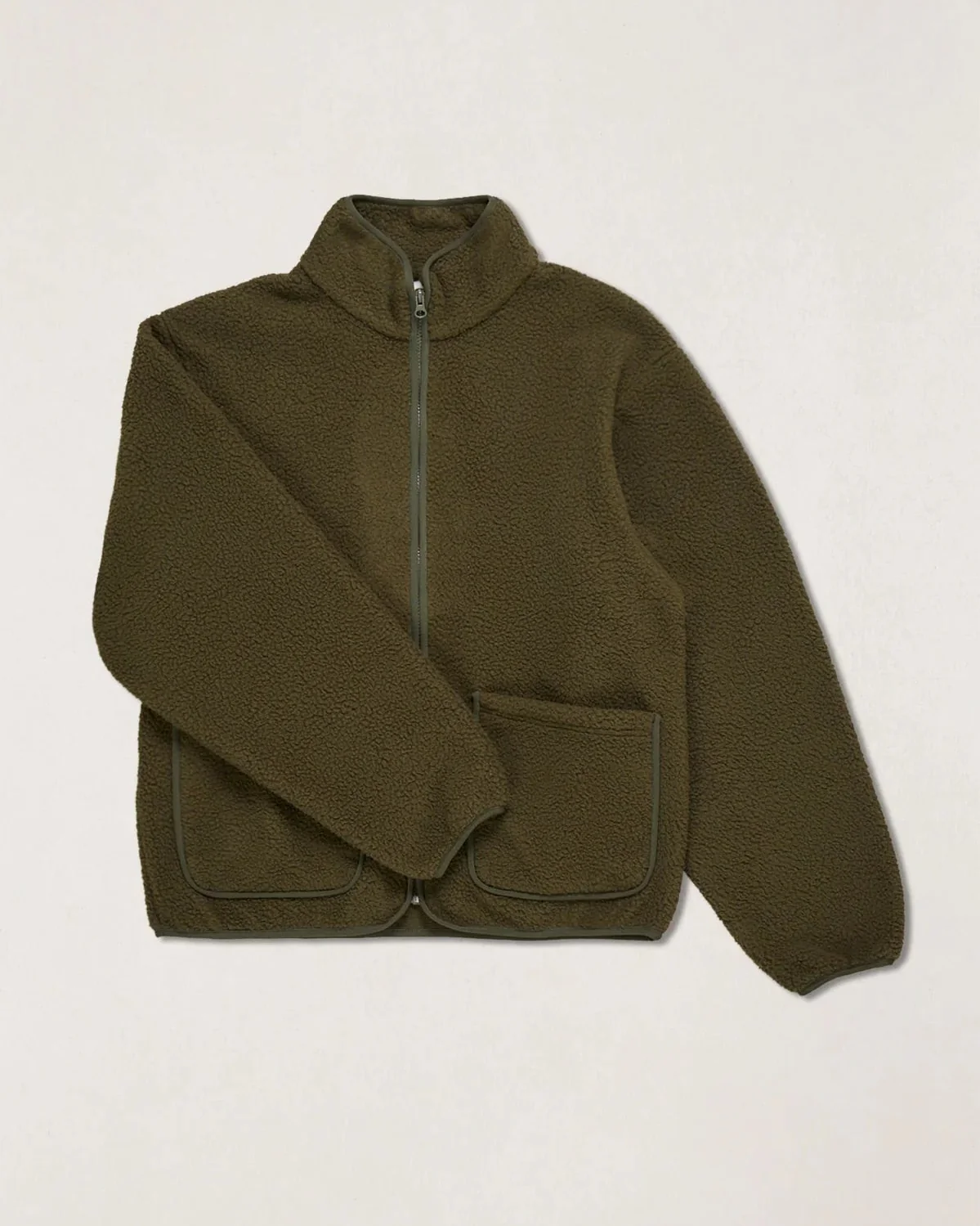 Tamas Zip Thru Fleece in Olive - Image 4
