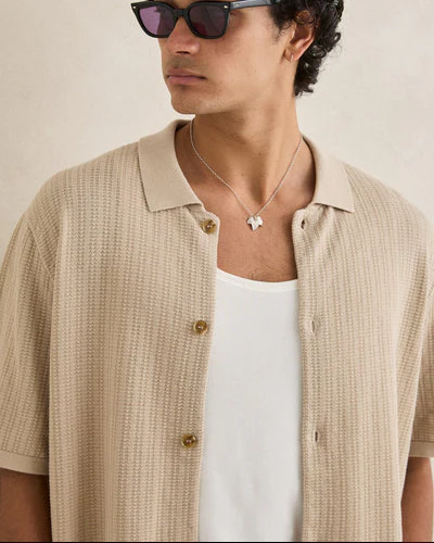 Textured Knit Shirt in Stone - Image 3