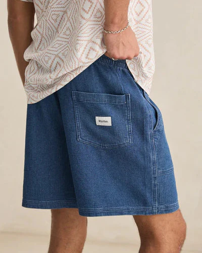 Textured Wale Jam Short in Washed Indigo - Image 3