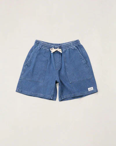 Textured Wale Jam Short in Washed Indigo - Image 5