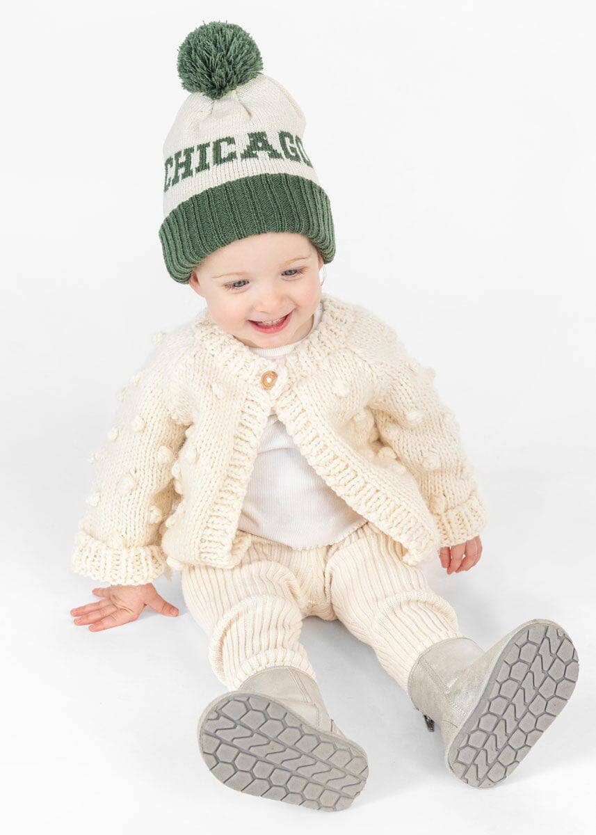 Toddler Chicago Pom Beanie in Green - Image 3