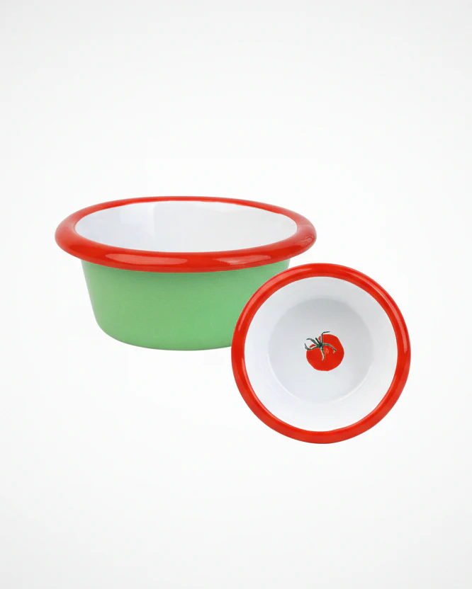 Tomato Green Enamel Dip Dish