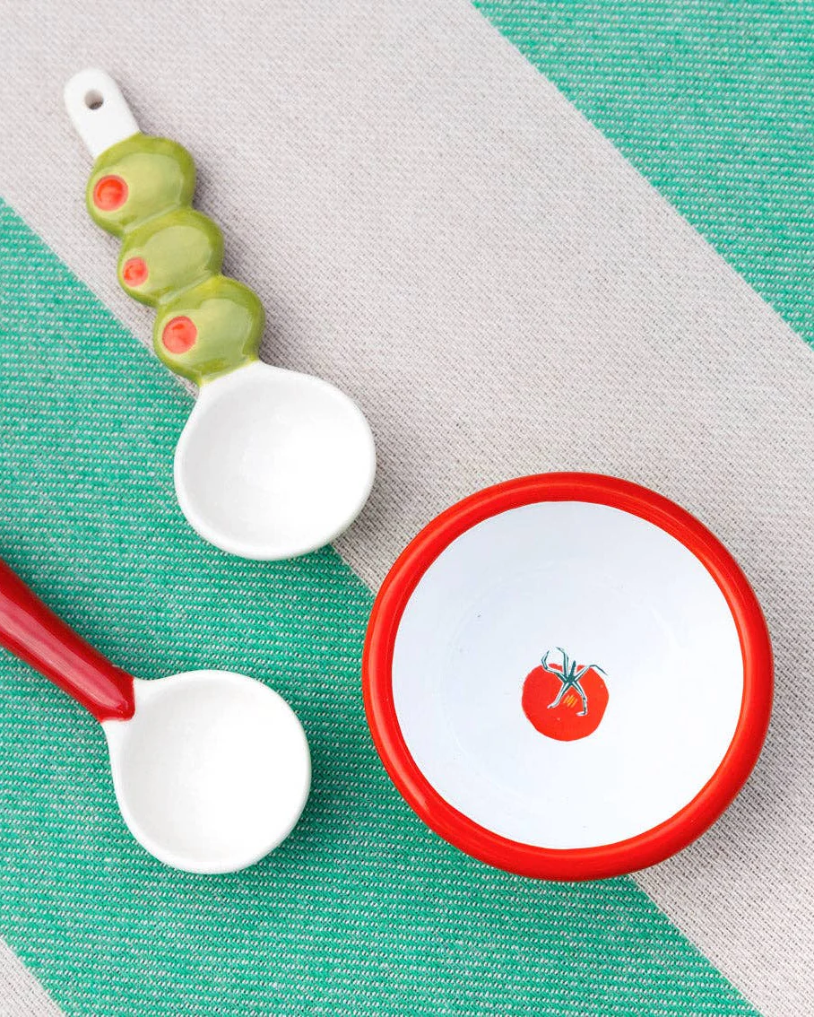 Tomato Green Enamel Dip Dish - Image 2