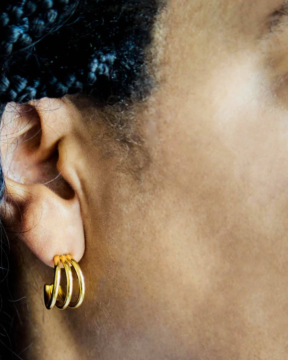 Triple Arc Gold Hoop Earrings - Image 2