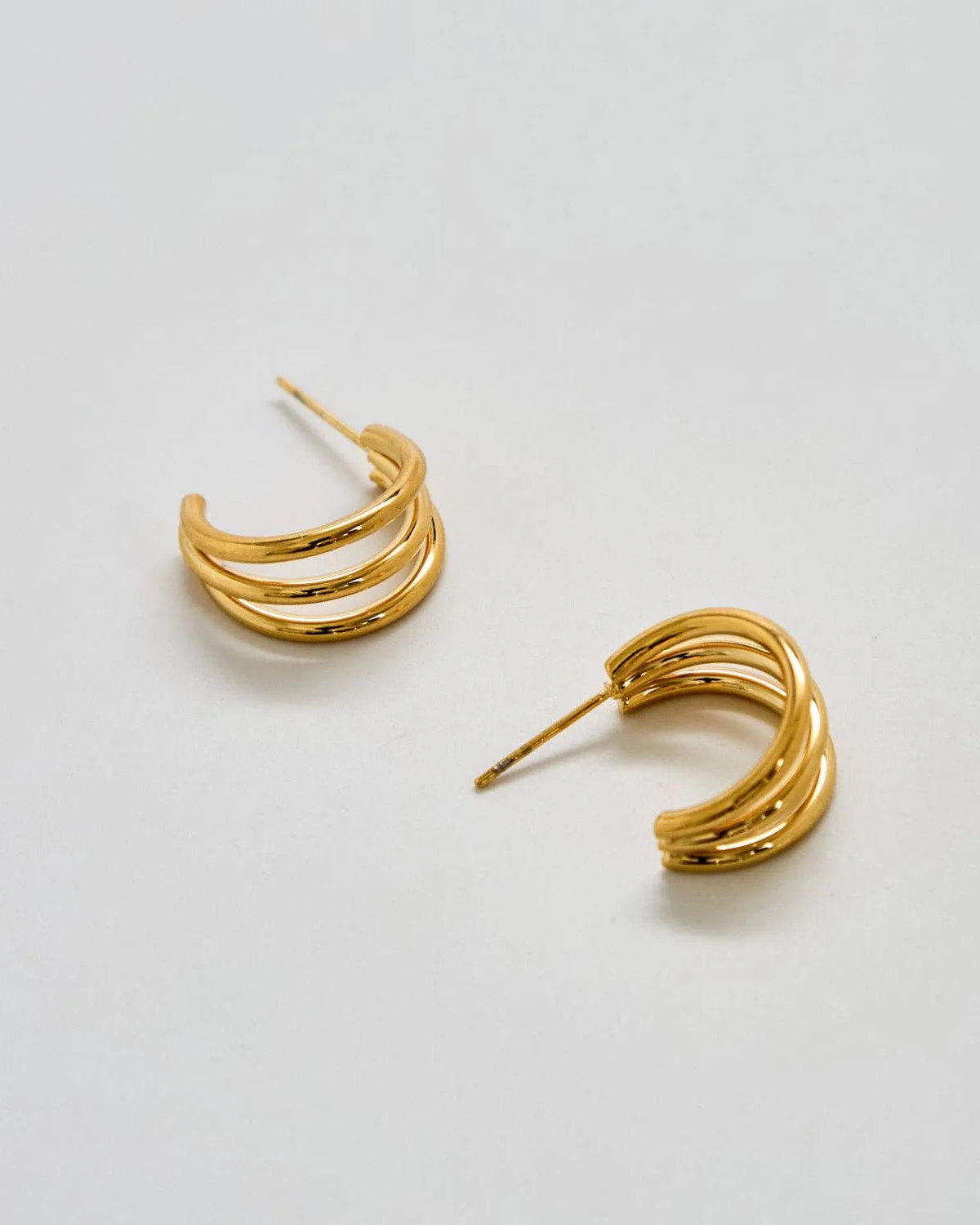 Triple Arc Gold Hoop Earrings - Image 3