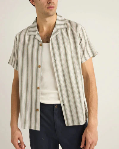 Vacation Stripe SS Shirt in Fern