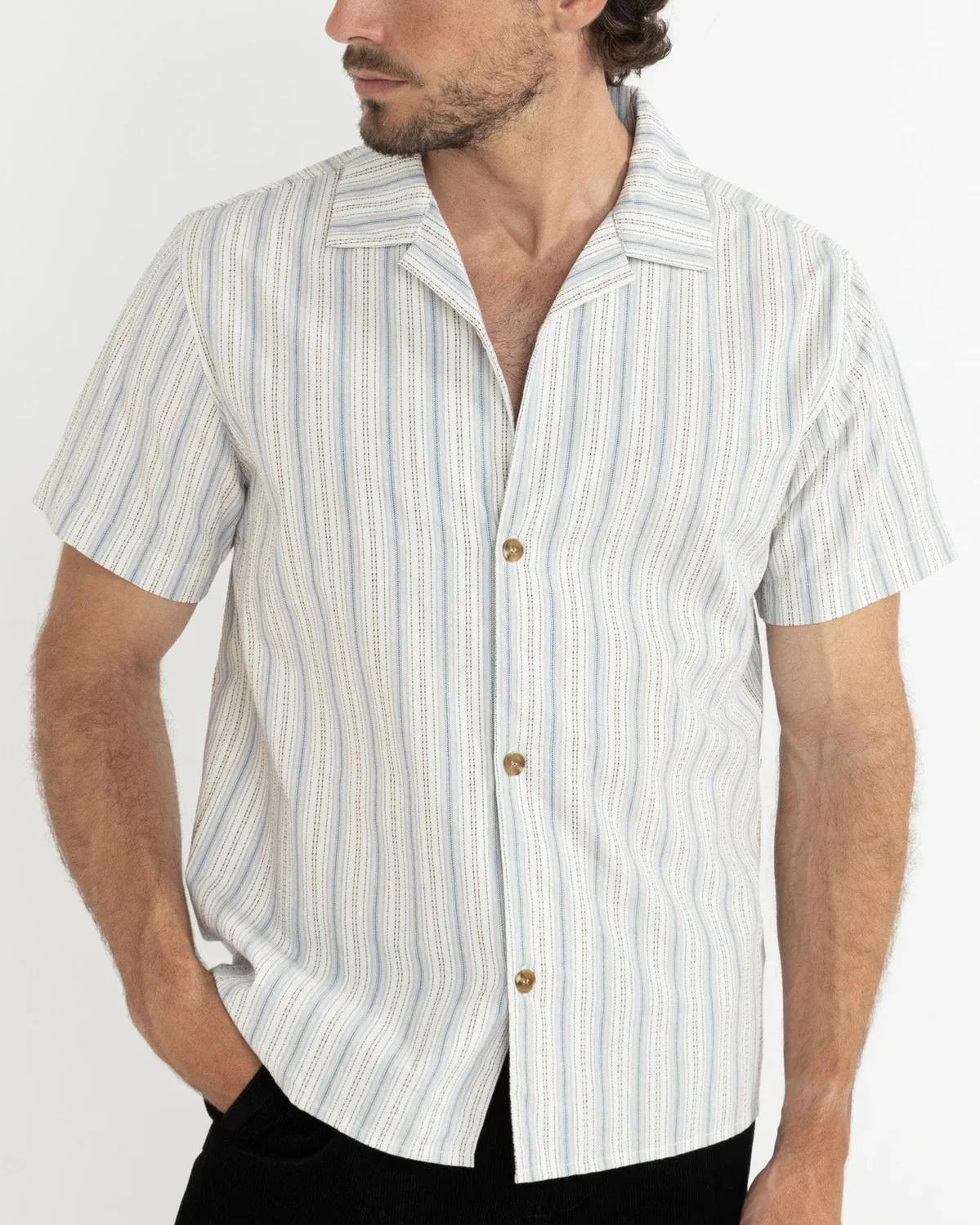 Vacation Stripe SS Shirt in Natural