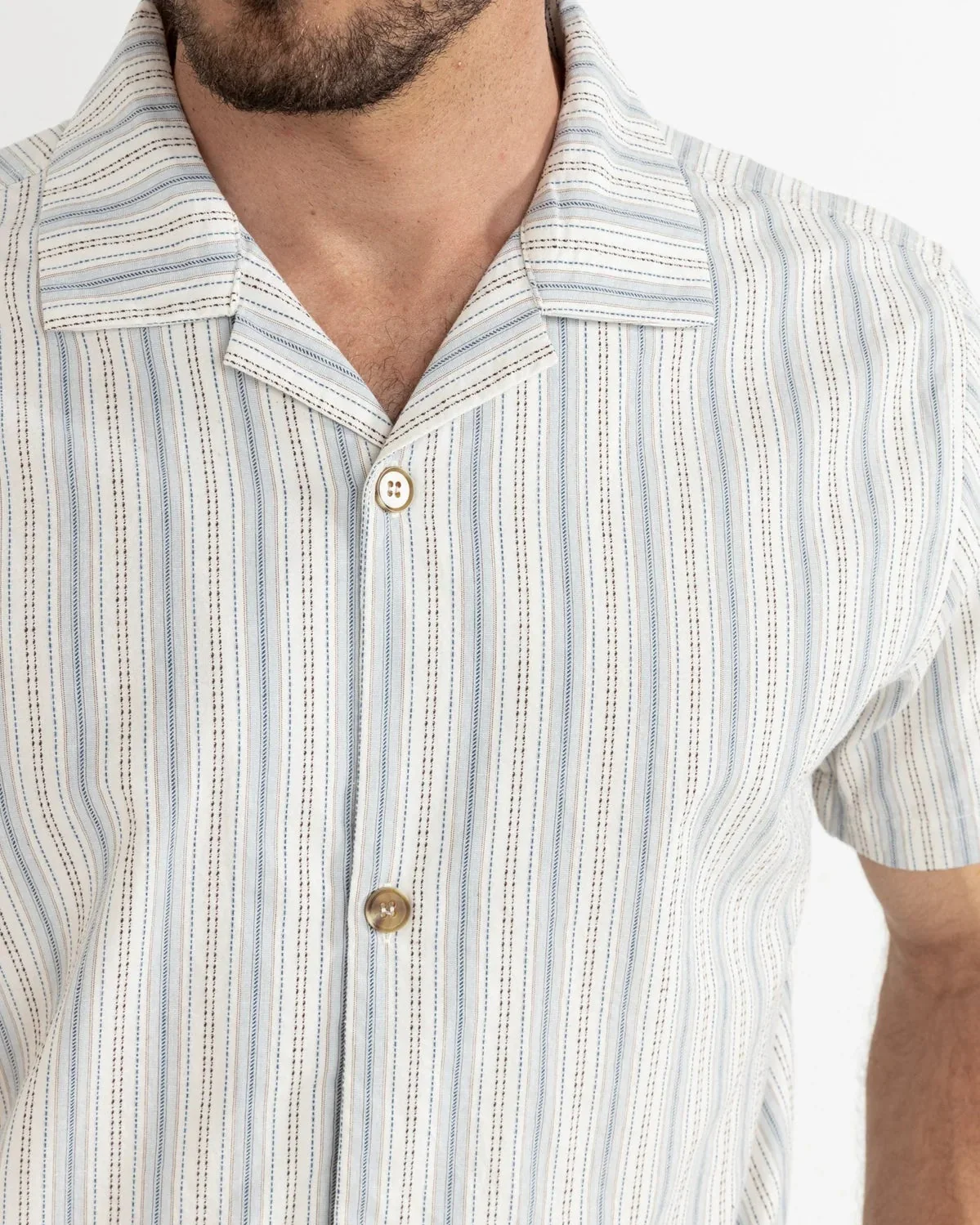 Vacation Stripe SS Shirt in Natural - Image 4