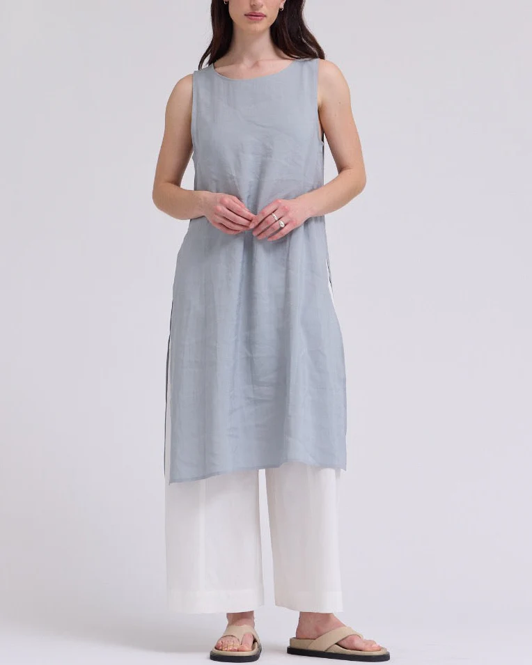 Vera Side Slit Top in Dusty Blue