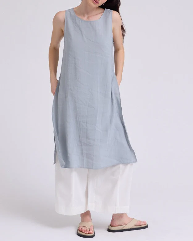 Vera Side Slit Top in Dusty Blue - Image 3