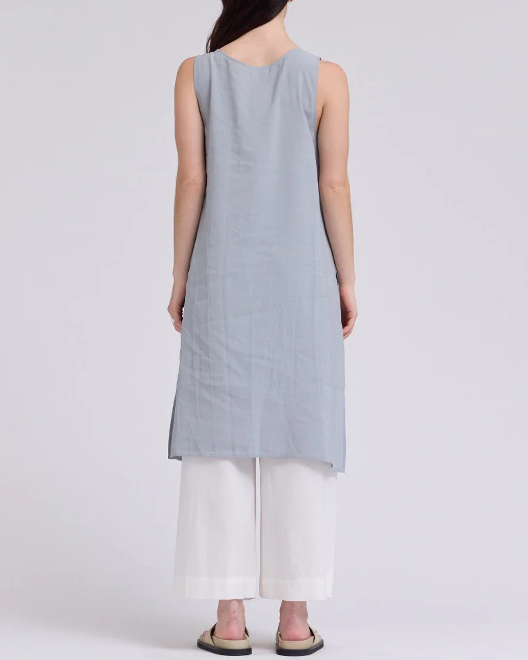 Vera Side Slit Top in Dusty Blue - Image 4