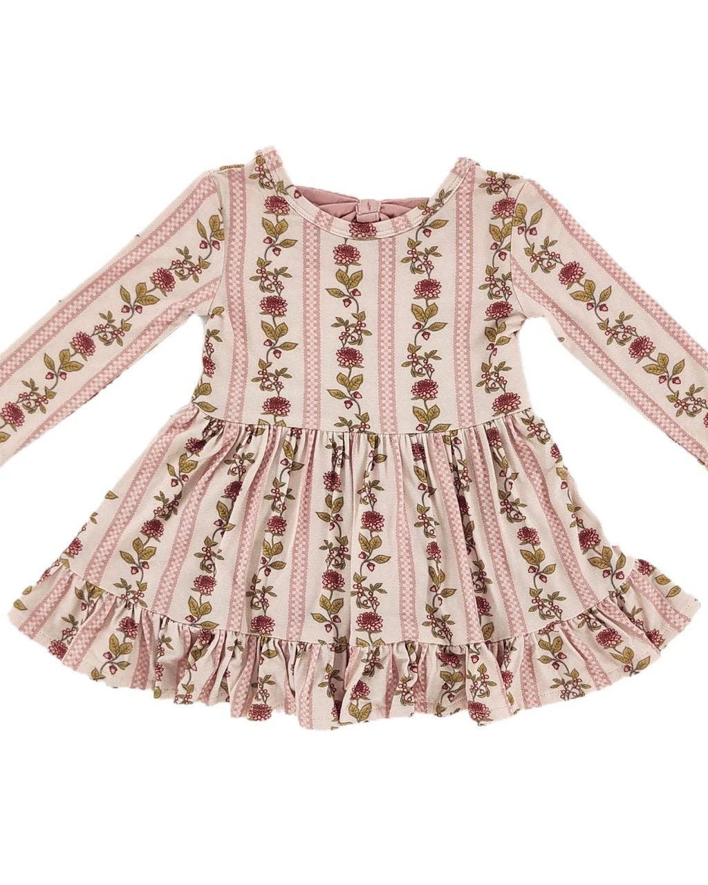 Vintage Floral Stripe Bodysuit Dress - Image 3