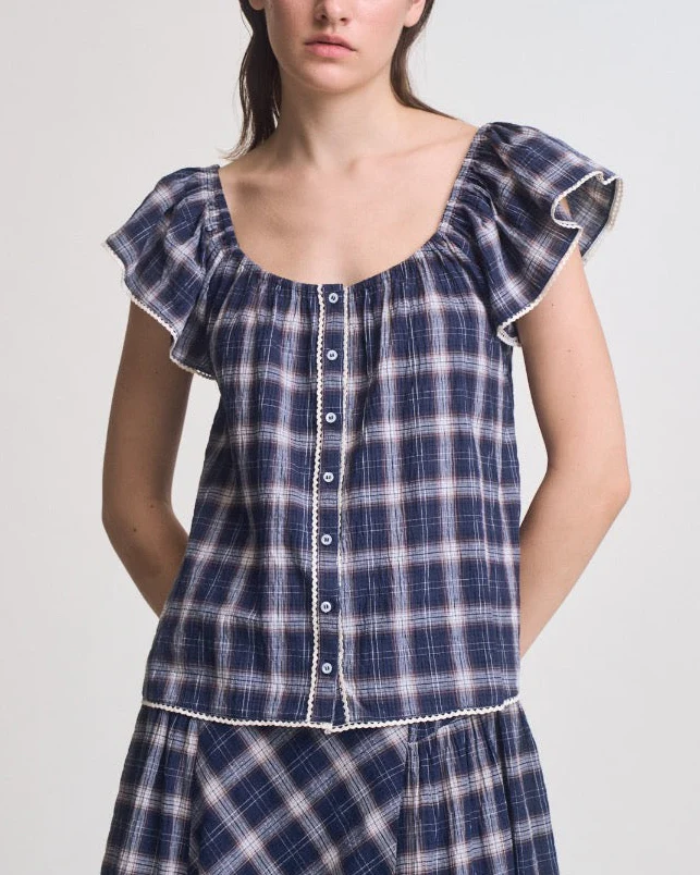 Violet Eyelet Blouse in Midnight
