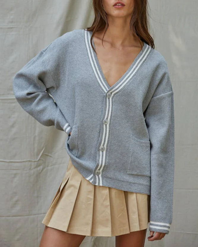 Varsity Cardigan in Grey