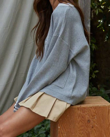 Varsity Cardigan in Grey - Image 2