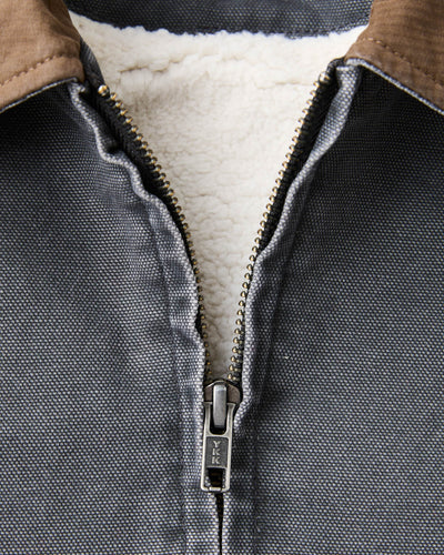 Washed Canvas Bomber Jacket in Charcoal - Image 6
