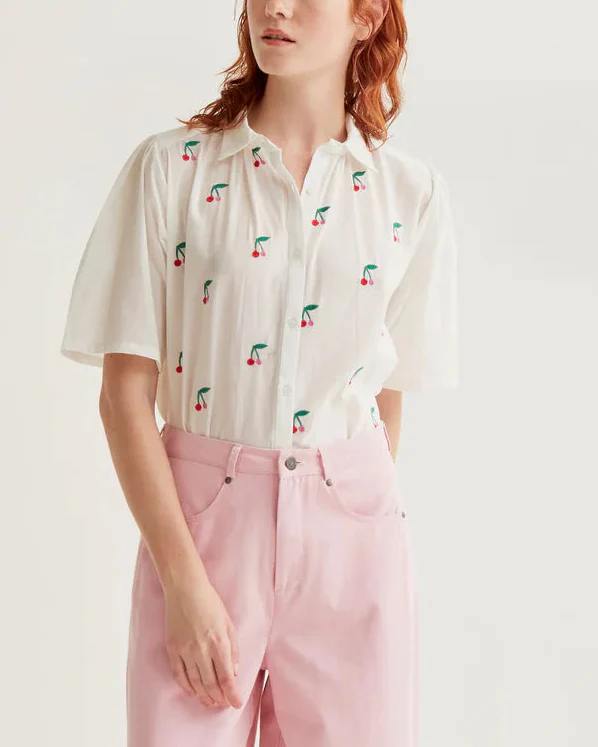 White Cherries Print Shirt