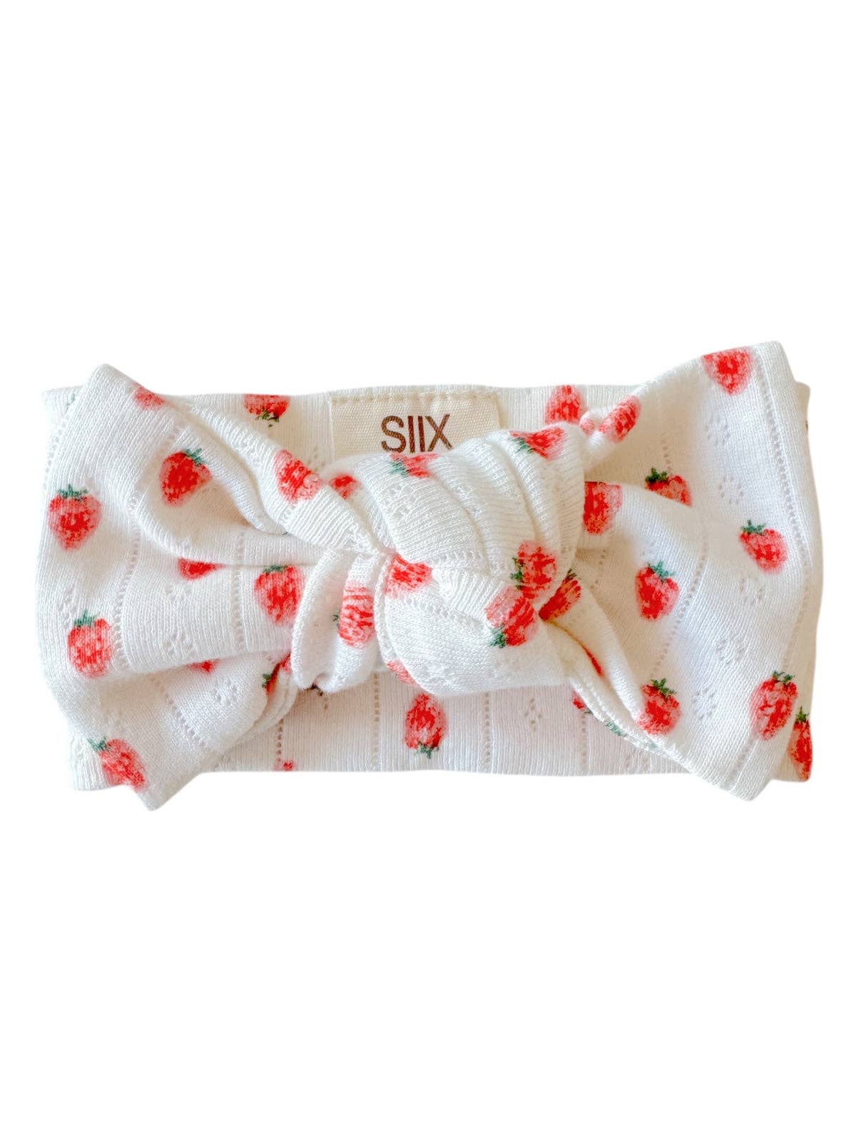 Pointelle Bow in White Strawberry